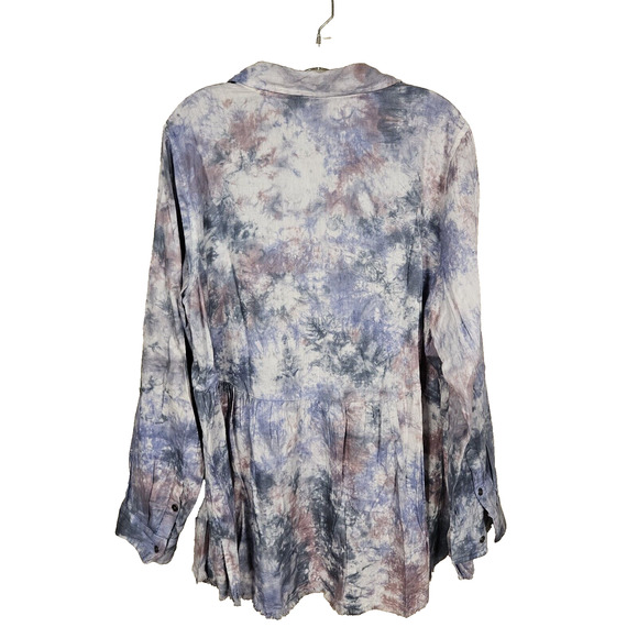 True Craft Tie Dye Blouse Plus Size 1X XL Hippie Beachy Cotton Relaxed Loose - Picture 3 of 15
